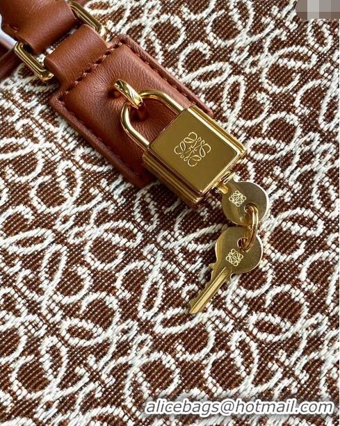 New Fashion Loewe Amazona 23 Small Top Handle Bag in Jacquard and Calfskin L5006 Brown 2024