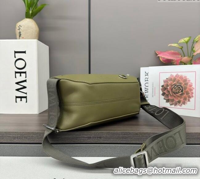 Good Product Loewe Convertible Sling Shoulder Bag in classic calfskin 262243 Olive Green 2024