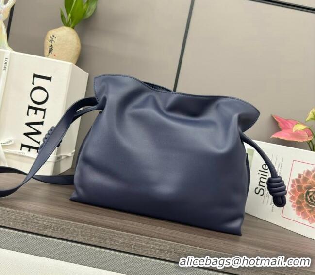 Shop Grade Loewe Flamenco Medium Clutch in Nappa Calfskin 262386 Abyss Blue 2024