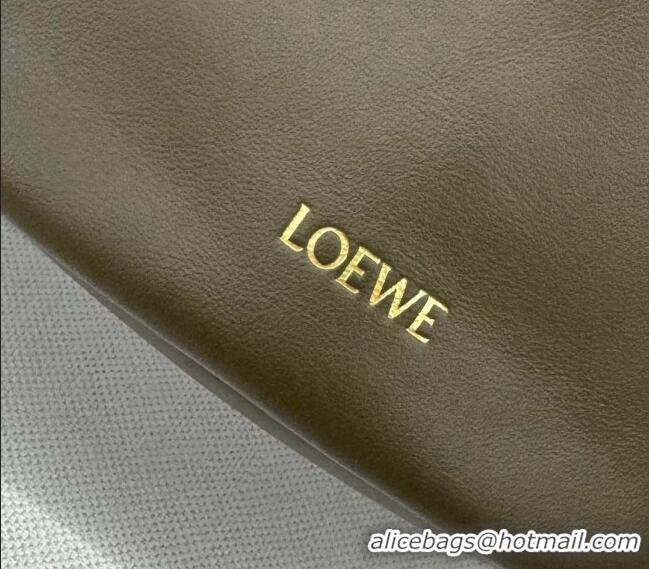 Buy Classic Loewe Flamenco Purse Bucket bag in mellow nappa lambskin 012406 Dark Khaki Green 2024