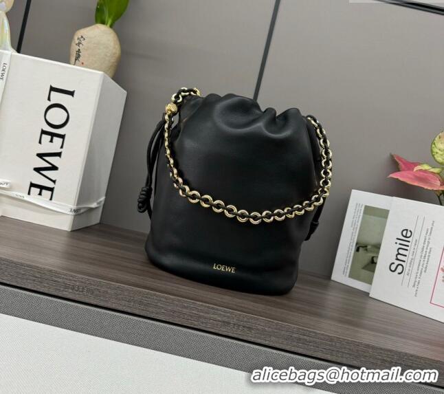 Top Quality Loewe Flamenco Purse Bucket bag in mellow nappa lambskin 012406 Black 2024