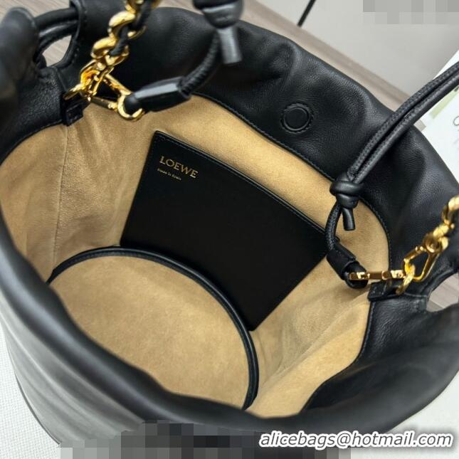 Top Quality Loewe Flamenco Purse Bucket bag in mellow nappa lambskin 012406 Black 2024