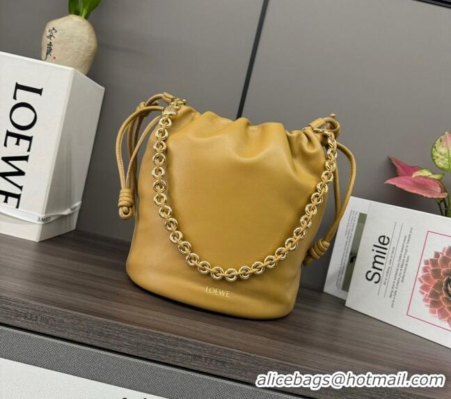 Market Sells Loewe Flamenco Purse Bucket bag in mellow nappa lambskin 012406 Sahara Yellow 2024