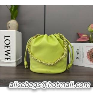 Luxury Discount Loewe Flamenco Purse Bucket bag in mellow nappa lambskin 012406 Meadow Green 2024