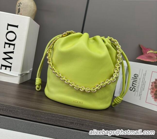 Luxury Discount Loewe Flamenco Purse Bucket bag in mellow nappa lambskin 012406 Meadow Green 2024