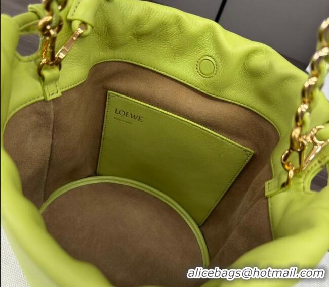 Luxury Discount Loewe Flamenco Purse Bucket bag in mellow nappa lambskin 012406 Meadow Green 2024