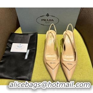 Purchase Prada Patent Saffiano Leather Slingback Pumps Nude 720010