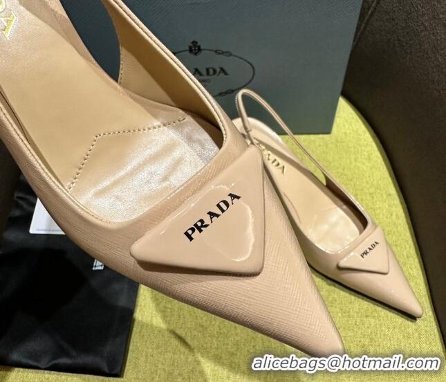 Purchase Prada Patent Saffiano Leather Slingback Pumps Nude 720010