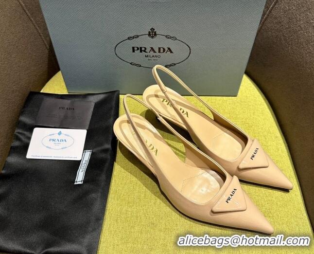 Purchase Prada Patent Saffiano Leather Slingback Pumps Nude 720010