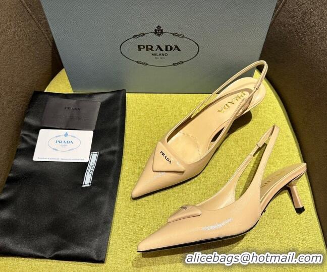 Purchase Prada Patent Saffiano Leather Slingback Pumps Nude 720010