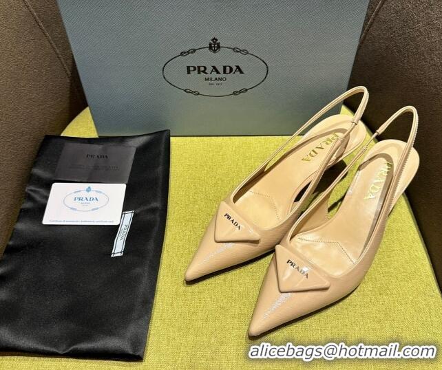 Purchase Prada Patent Saffiano Leather Slingback Pumps Nude 720010