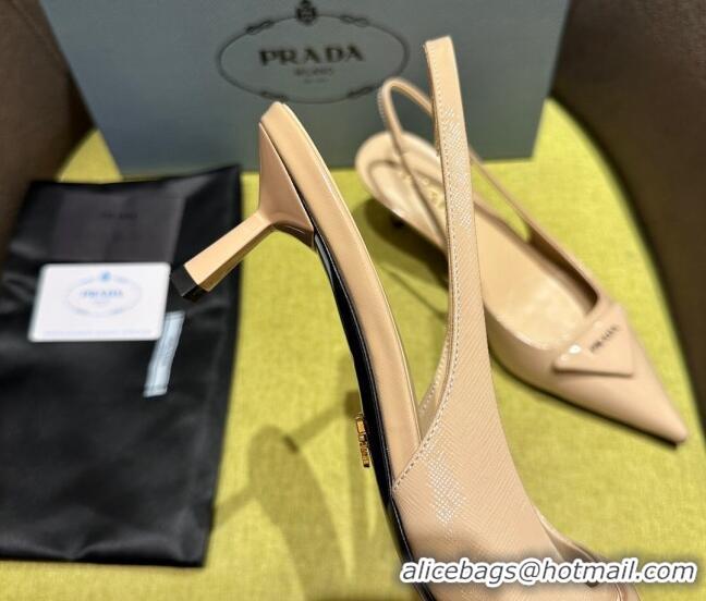 Purchase Prada Patent Saffiano Leather Slingback Pumps Nude 720010