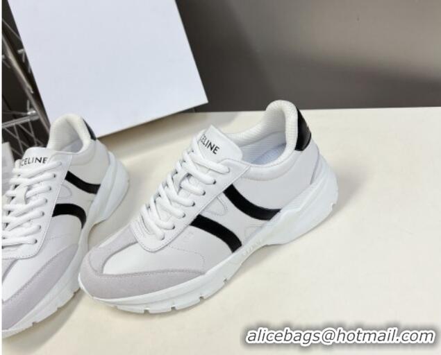 Luxurious Celine Runner CR-02 Low Lace-up Sneakers in White Calfskin Leather White 322016