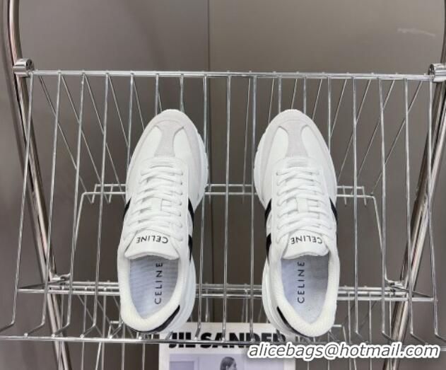 Luxurious Celine Runner CR-02 Low Lace-up Sneakers in White Calfskin Leather White 322016