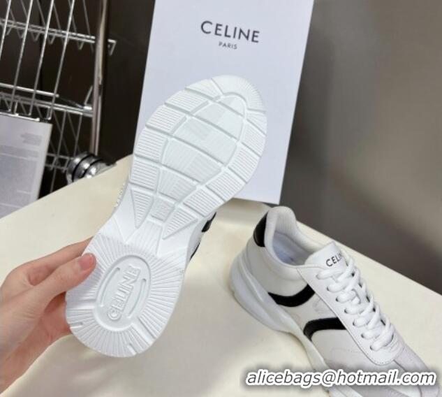 Luxurious Celine Runner CR-02 Low Lace-up Sneakers in White Calfskin Leather White 322016