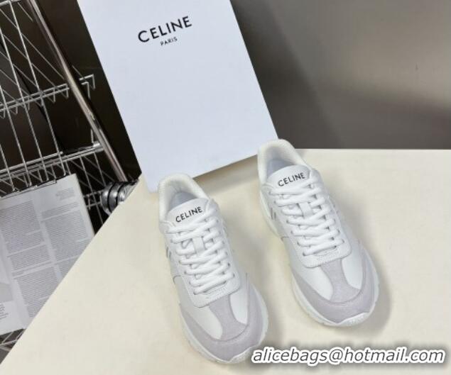 Top Design Celine Runner CR-02 Low Lace-up Sneakers in White Calfskin Leather White 322018