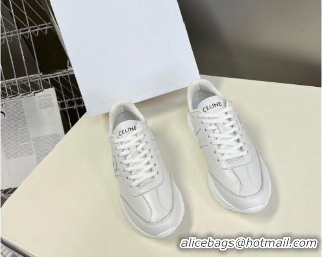 Most Popular Celine Runner CR-02 Low Lace-up Sneakers in White Calfskin with Letter C White 322023