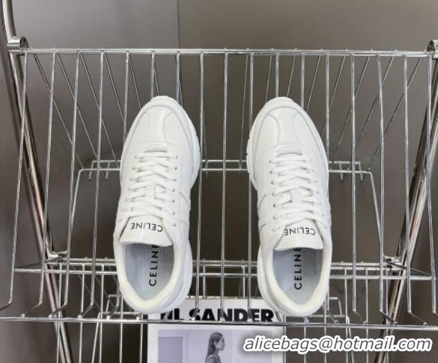 Most Popular Celine Runner CR-02 Low Lace-up Sneakers in White Calfskin with Letter C White 322023