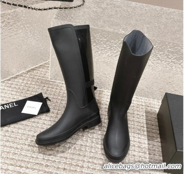 Best Grade Celine Rubber High Rain Boots with Buckle Black 323036