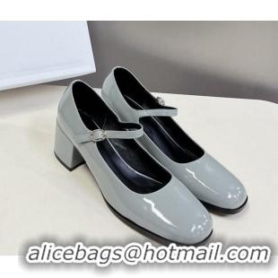 Hot Style Celine Patent Leather Mary Janes Pumps 6cm Grey 506005