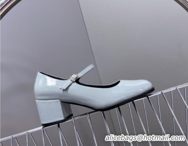 Hot Style Celine Patent Leather Mary Janes Pumps 6cm Grey 506005