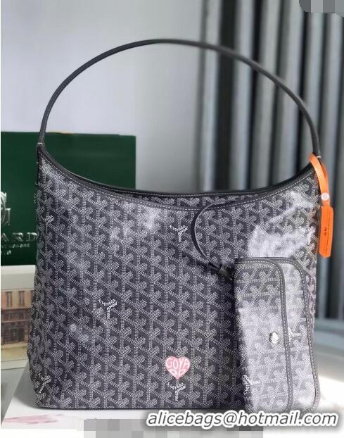 Top Grade Goyard Boheme Hobo Bag with Pink Heart 020223 Grey 2024