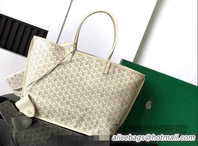 Promotional Goyard Anjou PM Tote Bag with Seahorse Embroidered 020166M Sand Beige 2024