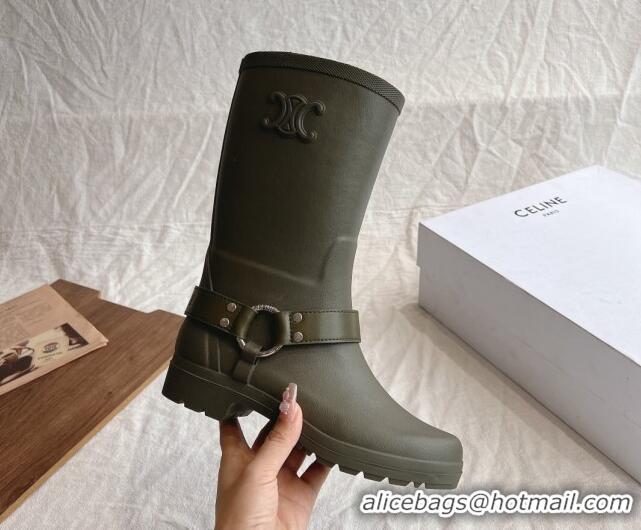 Purchase Celine Mid Rain Boots in Rubber with Rubber Green 531139