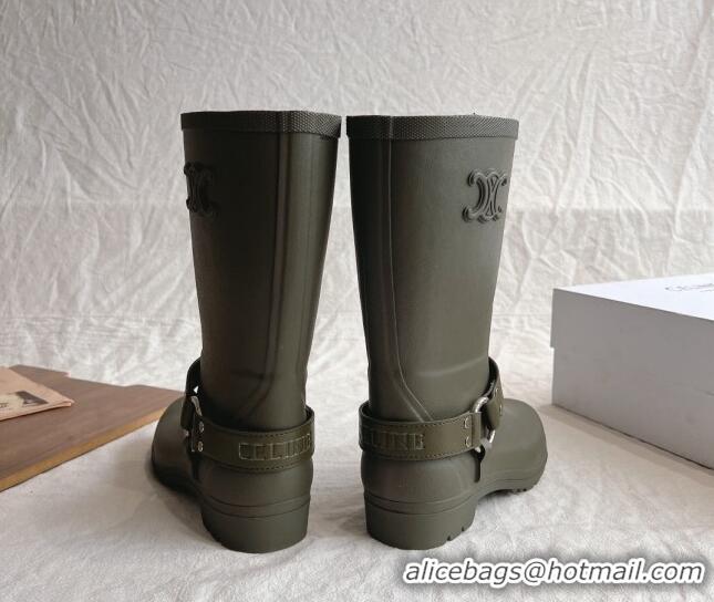 Purchase Celine Mid Rain Boots in Rubber with Rubber Green 531139