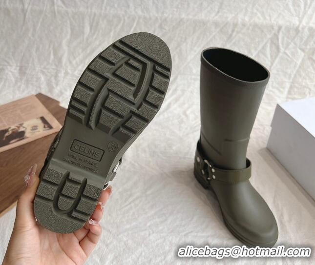 Purchase Celine Mid Rain Boots in Rubber with Rubber Green 531139