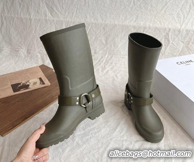 Purchase Celine Mid Rain Boots in Rubber with Rubber Green 531139