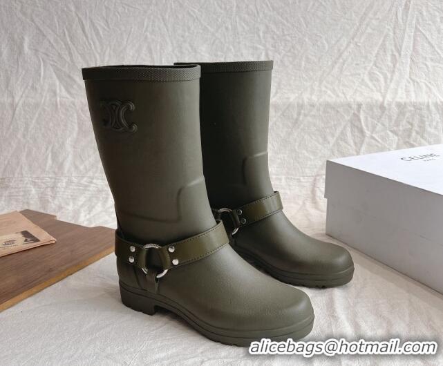 Purchase Celine Mid Rain Boots in Rubber with Rubber Green 531139