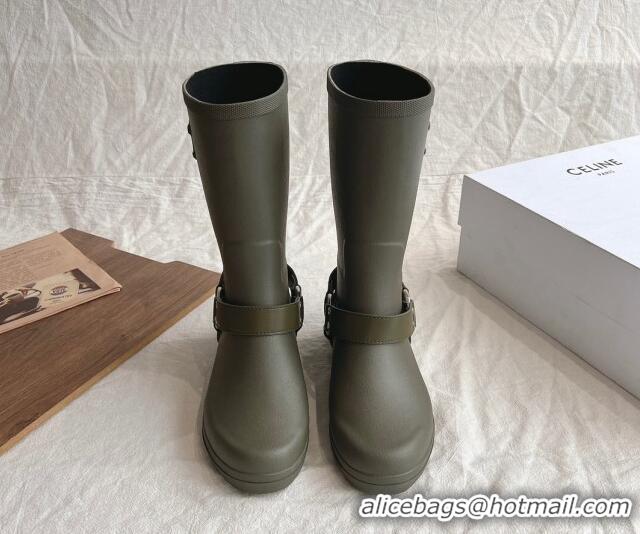 Purchase Celine Mid Rain Boots in Rubber with Rubber Green 531139