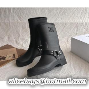 Good Quality Celine Mid Rain Boots in Rubber with Rubber Black 531140