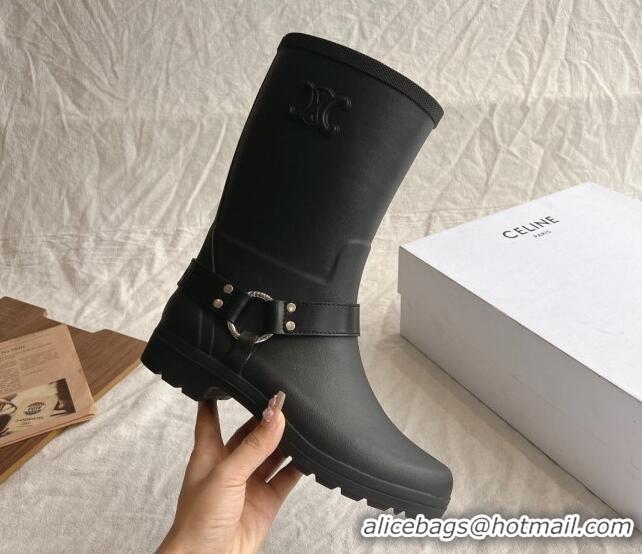 Good Quality Celine Mid Rain Boots in Rubber with Rubber Black 531140