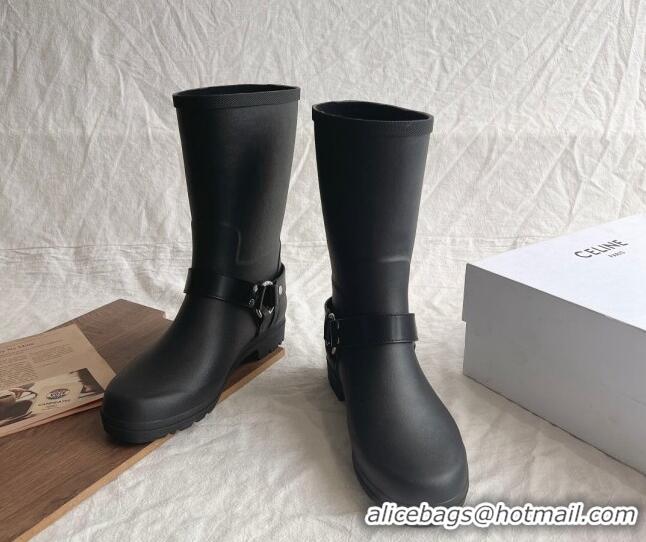 Good Quality Celine Mid Rain Boots in Rubber with Rubber Black 531140