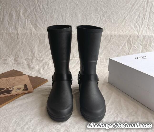 Good Quality Celine Mid Rain Boots in Rubber with Rubber Black 531140