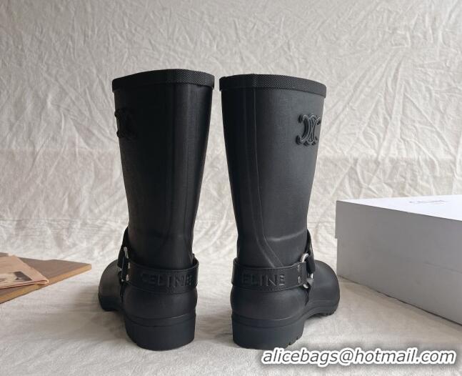 Good Quality Celine Mid Rain Boots in Rubber with Rubber Black 531140