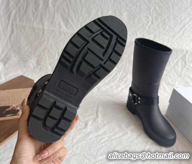 Good Quality Celine Mid Rain Boots in Rubber with Rubber Black 531140