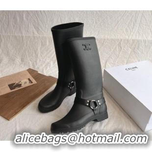 Best Grade Celine High Rain Boots in Rubber with Rubber Black 531142