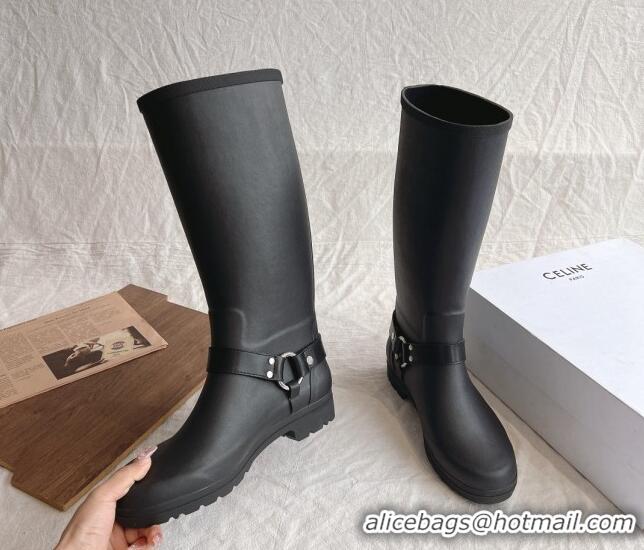 Best Grade Celine High Rain Boots in Rubber with Rubber Black 531142