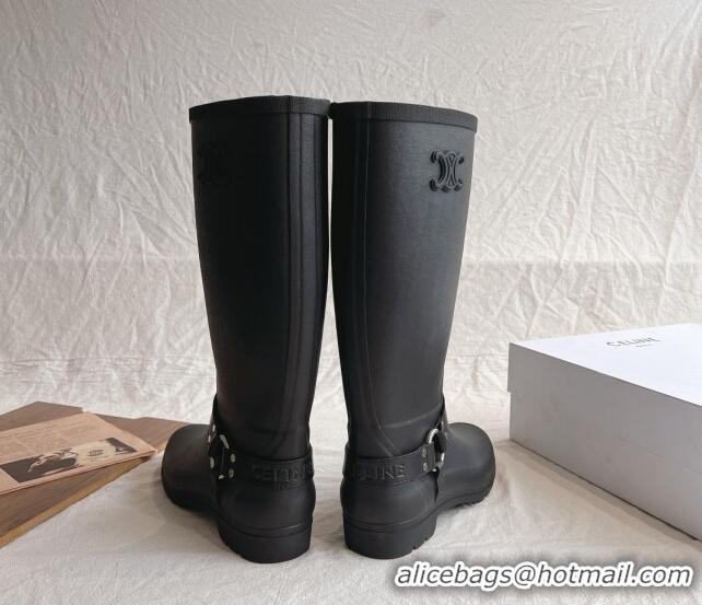 Best Grade Celine High Rain Boots in Rubber with Rubber Black 531142