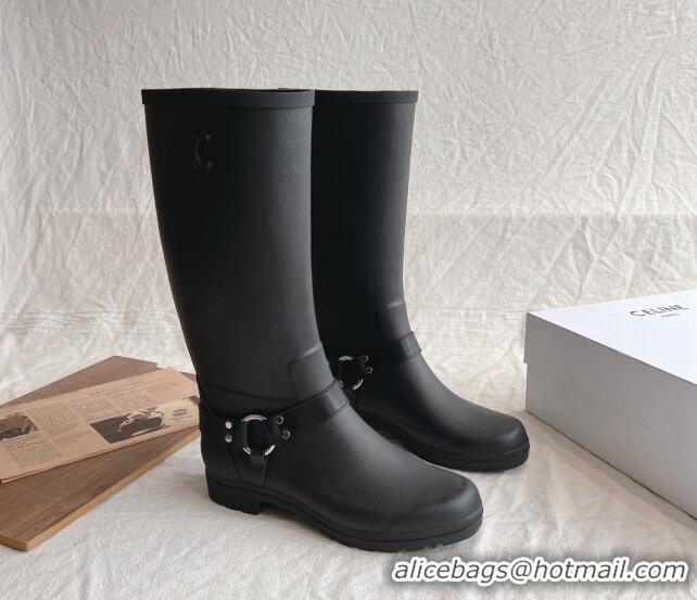 Best Grade Celine High Rain Boots in Rubber with Rubber Black 531142