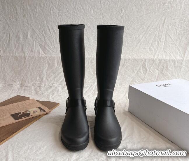 Best Grade Celine High Rain Boots in Rubber with Rubber Black 531142