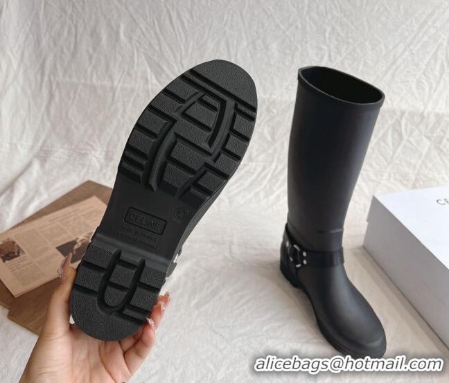 Best Grade Celine High Rain Boots in Rubber with Rubber Black 531142