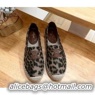 Classic Hot Celine Espadrilles Flats in Animal Print Brown 531163