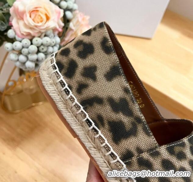 Classic Hot Celine Espadrilles Flats in Animal Print Brown 531163