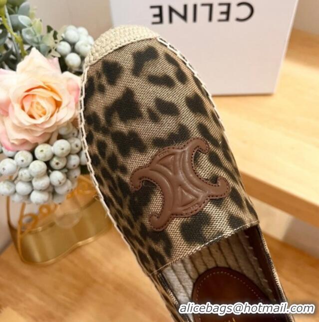 Classic Hot Celine Espadrilles Flats in Animal Print Brown 531163