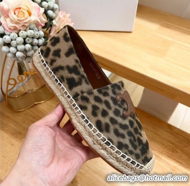 Classic Hot Celine Espadrilles Flats in Animal Print Brown 531163