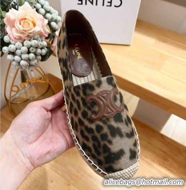 Classic Hot Celine Espadrilles Flats in Animal Print Brown 531163